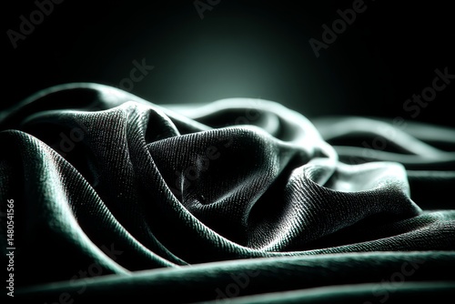 Emerald Velvet Drape: Luxurious Texture - Rich, dark green velvet fabric, elegantly draped. Symbolizing luxury, sophistication, mystery, opulence, and depth photo