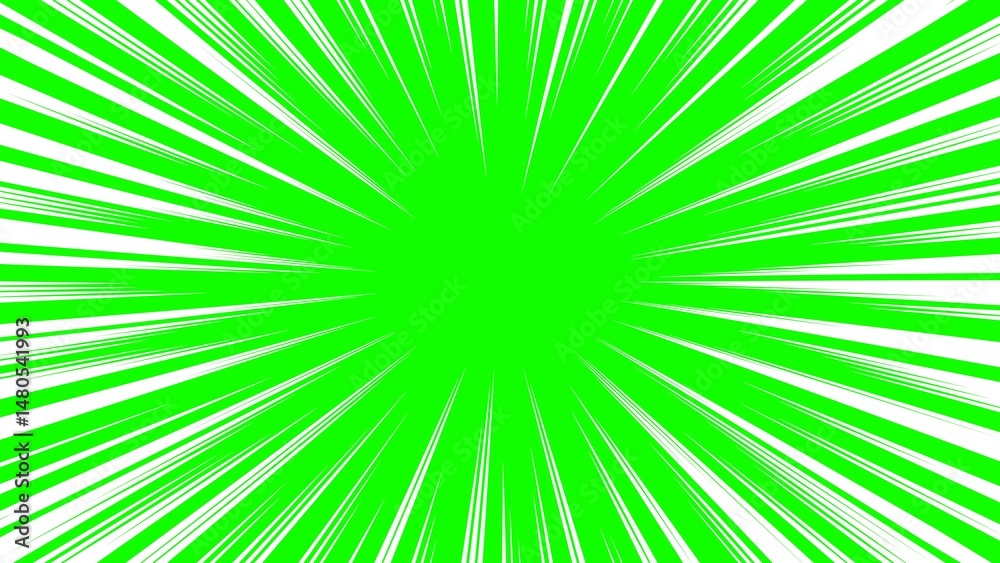 Obraz premium Green Comic Burst Background – Dynamic Radial Speed Lines Effect