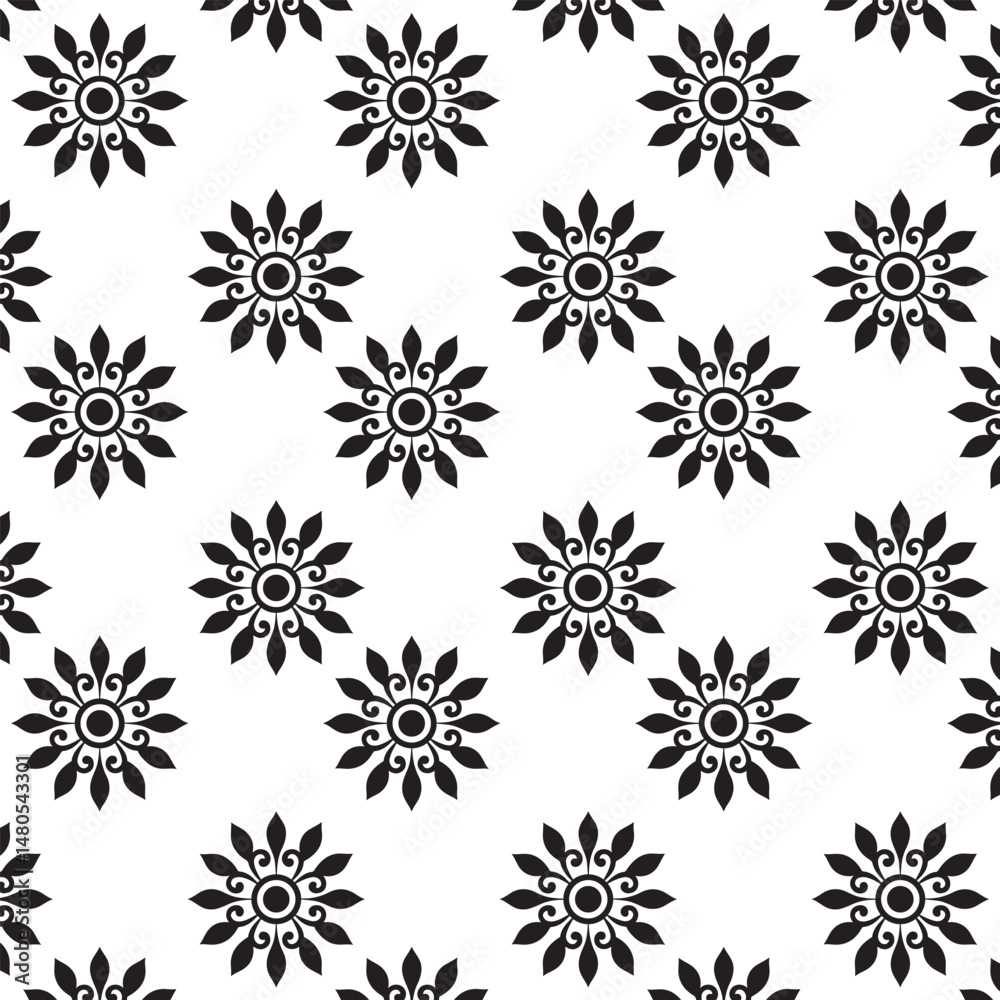 Seamless silhouette Floral Pattern | Featuring Black and White Stylized Decorative Motifs | Geometric Floral Pattern | Minimalist Black Line Flower Background Seamless silhouette Floral Pattern | Featuring Black and White Stylized Decorative Motifs | Geometric Floral Pattern | Minimalist Black Line Flower Background