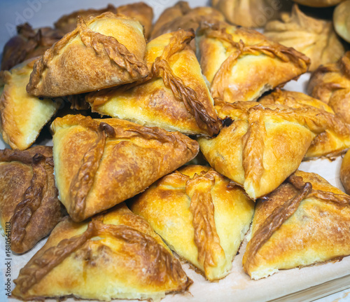 Traditional Tatar triangular pies echpochmaki