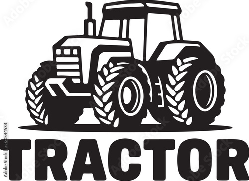 Black And White Tractor Silhouette For Farming And Agriculture