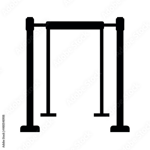 Pull Up Bar Equipment Black Vector Silhouette