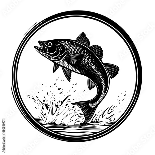 ynamic Fishing Logo Illustration