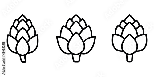 artichoke outline or line icon design bundle.
