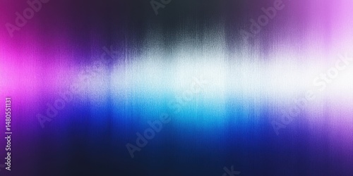 futuristic rainbow gradient with heavy noise, glitchy textures, grunge and a neon-lit cyberpunk aesthetic, fading into deep purples and blues.