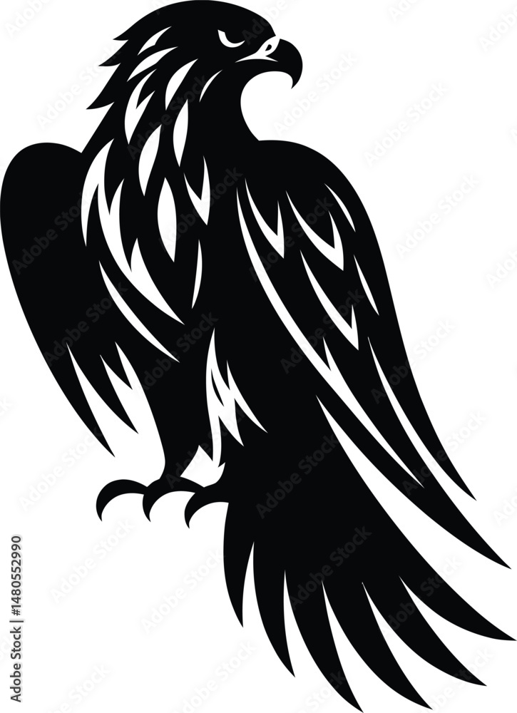 Obraz premium Falcon Bird Silhouette Vector Design