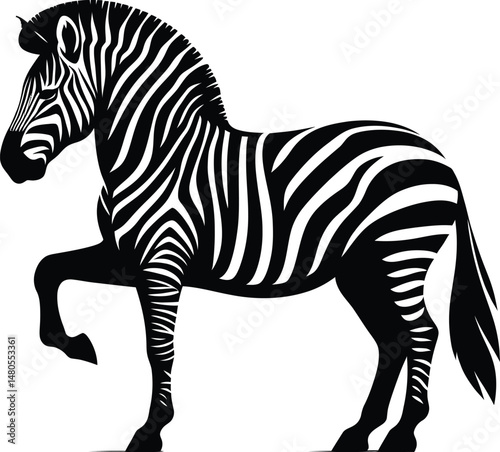Black Zebra Silhouette Vector Graphic