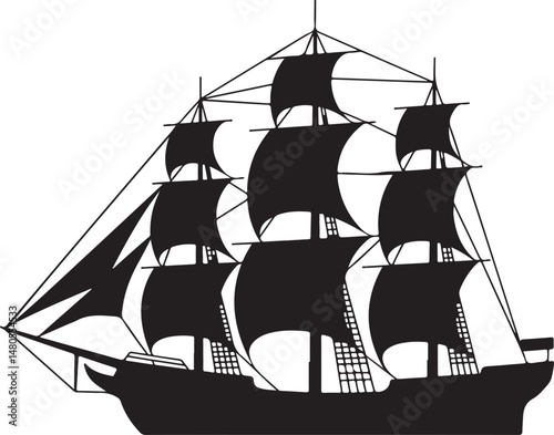 Silhouette of Shipping Vessels: This captivating image showcases an assortment of cargo ships. The stark silhouettes emphasize the sleekness of each vessel