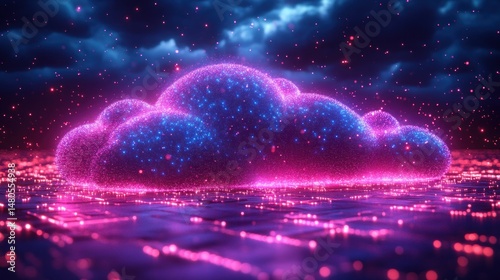 Digital cloud over city