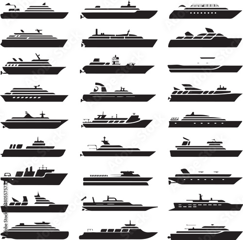 Silhouette of Shipping Vessels: This captivating image showcases an assortment of cargo ships. The stark silhouettes emphasize the sleekness of each vessel