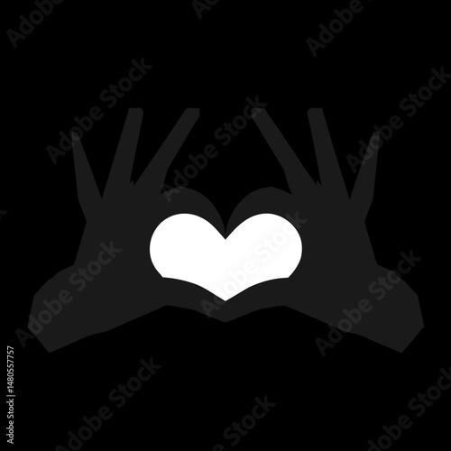 Heart Hands Silhouette: A pair of hands forming a heart shape, a simple yet powerful symbol of love, affection, and care.  A minimalist design perfect for expressing feelings of warmth and connection.