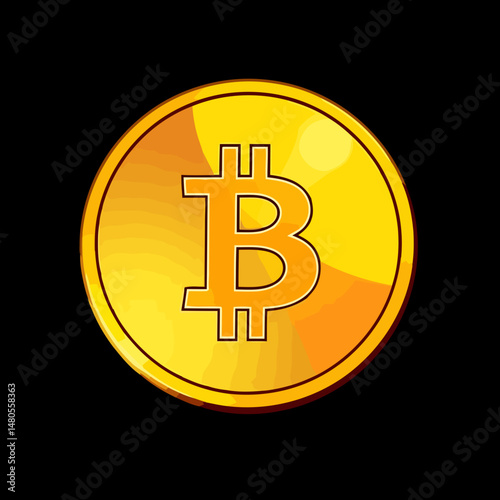 Golden Bitcoin in the Spotlight: A photorealistic depiction of a shiny Bitcoin token, bathed in a warm light against a dark background, highlighting the digital currency's allure.