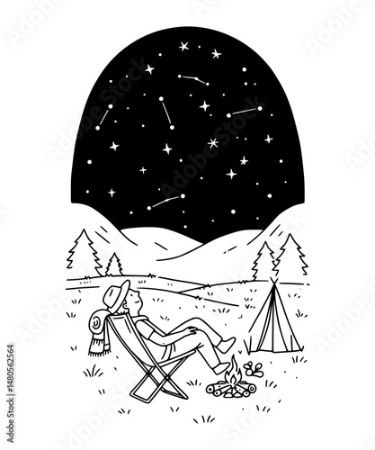 Camper watching stars