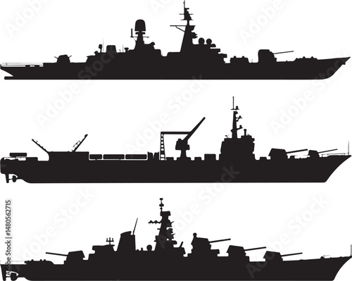 Silhouette of Shipping Vessels: This captivating image showcases an assortment of cargo ships. The stark silhouettes emphasize the sleekness of each vessel