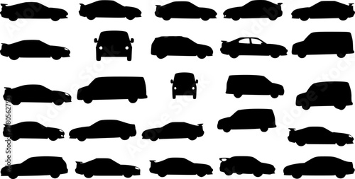 car silhouettes set - vector