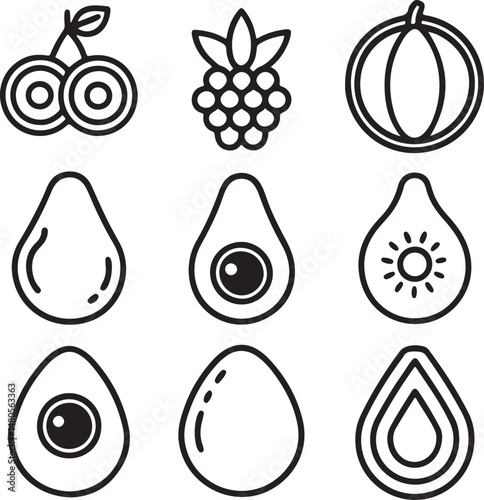 fruit food vector icon set illustration 