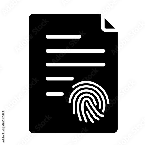 Silhouette of Document with Digital Fingerprint Scan, Identity Verification Concept