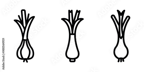 green-onion outline or line icon design bundle.