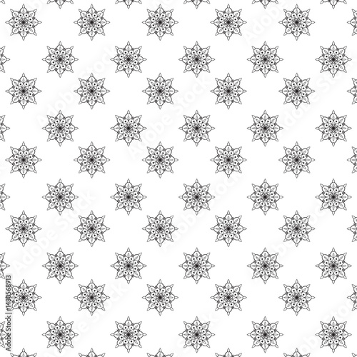 Seamless silhouette Floral Pattern | Featuring Black and White Stylized Decorative Motifs | Geometric Floral Pattern | Minimalist Black Line Flower Background