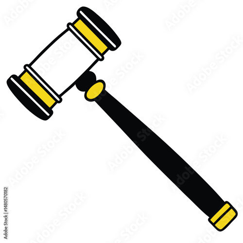 Isolated on white, a steel hammer is a vector illustration of a work tool
