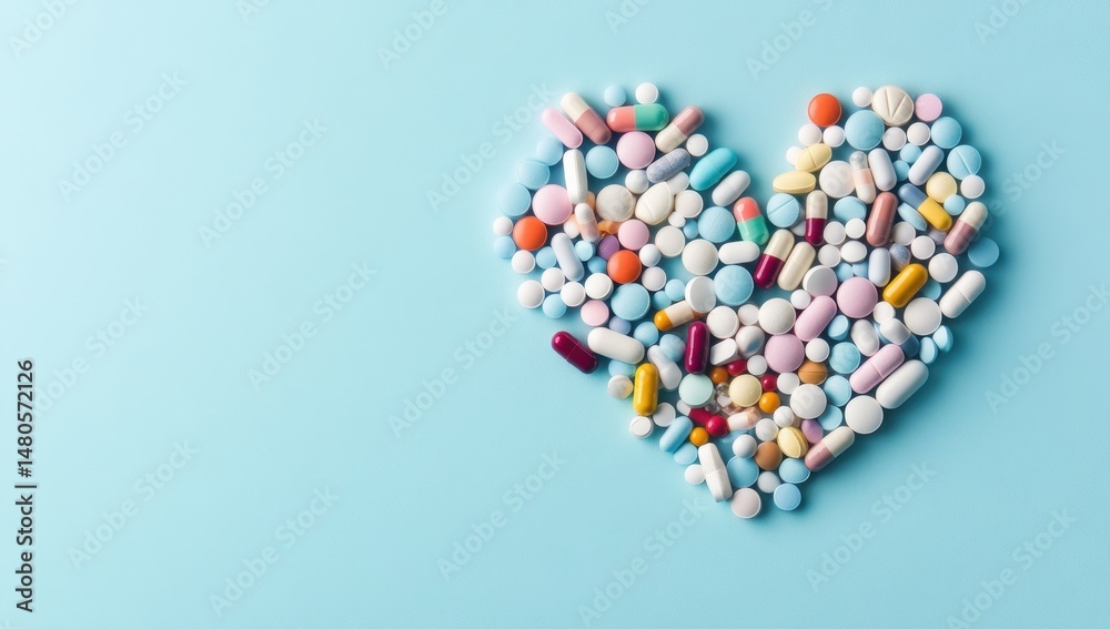 Heart Shaped Colorful Pills and Capsules Heart Shaped Colorful Pills and Capsules