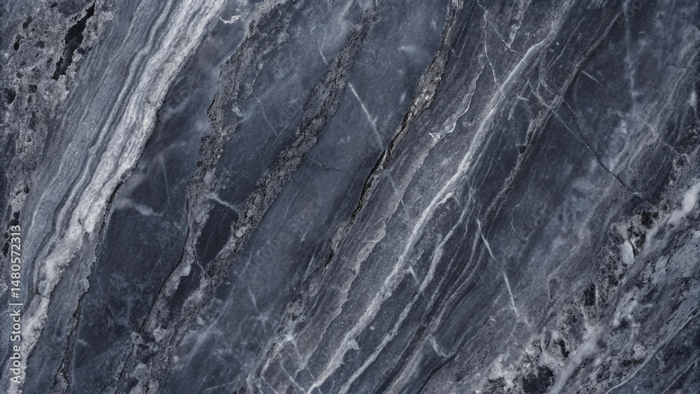 Obraz premium Elegant Dark Grey Marble Texture Swirling Veins Natural Stone Background