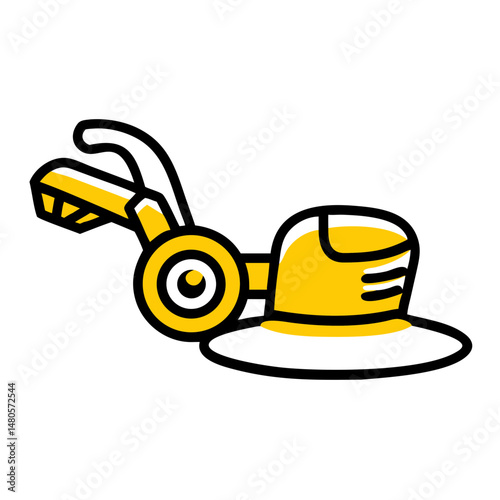 Yellow floor grinder machine for polishing surfaces and floors  