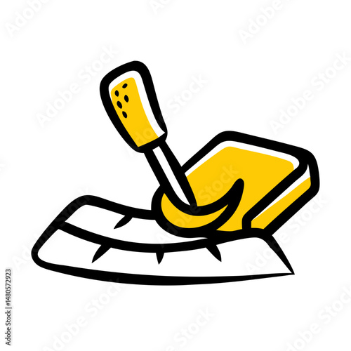Trowel with a yellow handle on a white background  