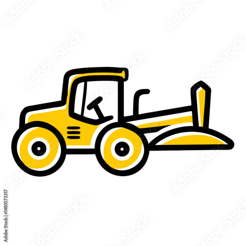 Yellow road grader illustration with a simple design  