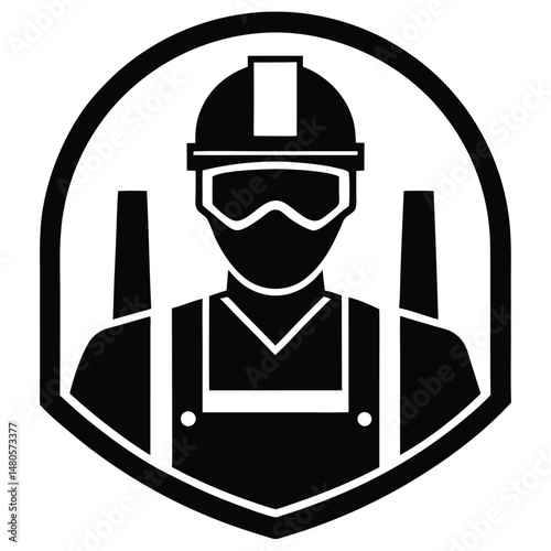 factory worker element isolated safety glasses on white background 