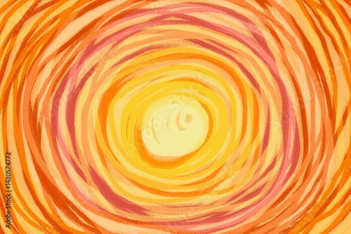 Abstract swirling sunburst in warm orange and yellow hues