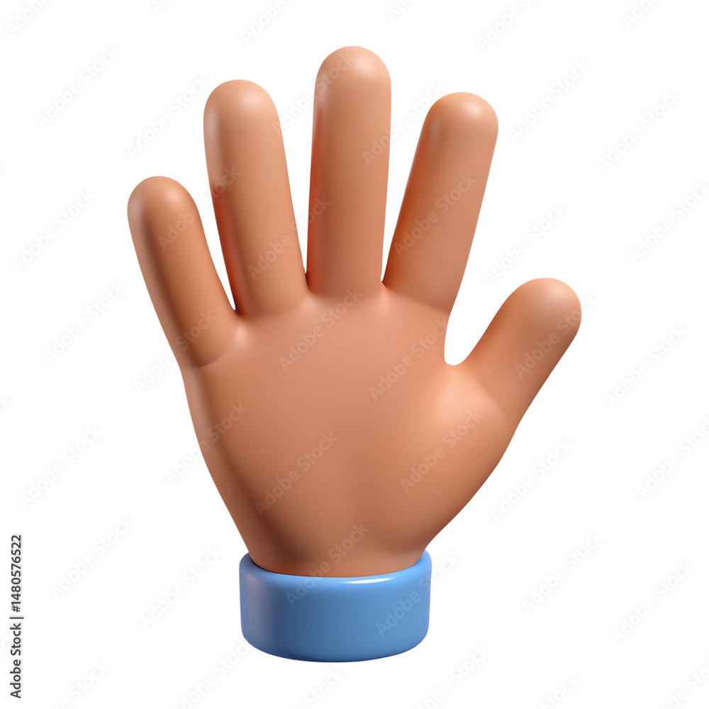 Cartoon 3D Render of a Hand Showing Five Fingers Cartoon 3D Render of a Hand Showing Five Fingers