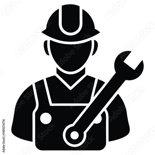 factory worker element isolated socket wrench on white background 
