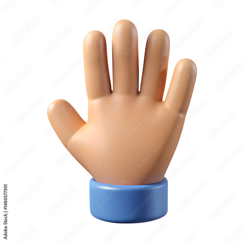 Cartoon 3D Render of a Hand with Blue Cuff Cartoon 3D Render of a Hand with Blue Cuff