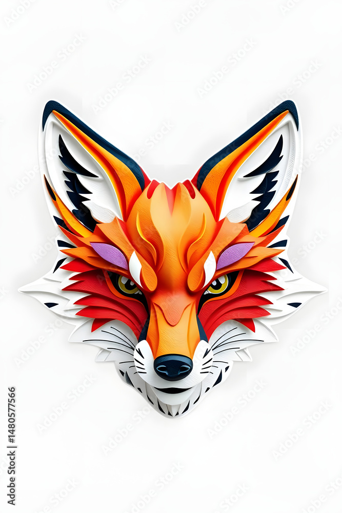 Obraz premium Stylish Fox Illustration: Vibrant and Expressive Design