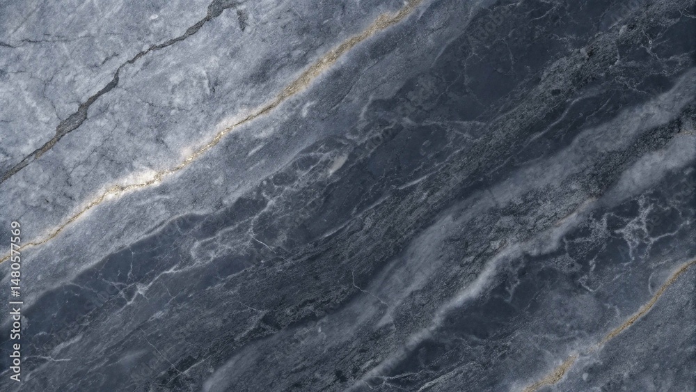 Naklejka premium Dark grey veined marble stone shows a unique texture and natural pattern detail