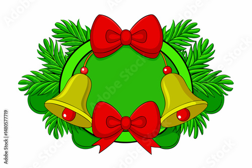 Christmas bells with holly and ribbon