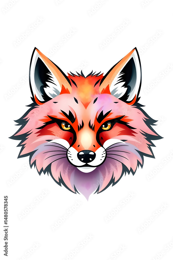 Fototapeta premium Stylish Fox Illustration: Vibrant and Expressive Design