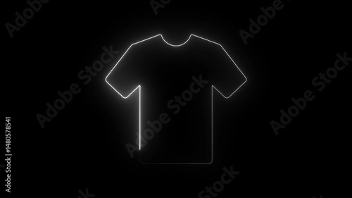 Glowing neon clothes icon isolated on black background. HD Video motion graphic animation