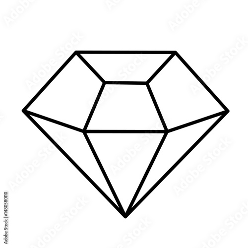 Diamond Vector Outline with Clean Line Design