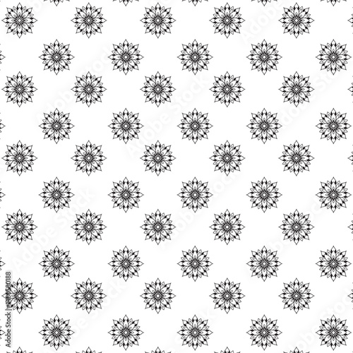 Wallpaper Mural Seamless silhouette Floral Pattern | Featuring Black and White Stylized Decorative Motifs | Geometric Floral Pattern | Minimalist Black Line Flower Background Torontodigital.ca