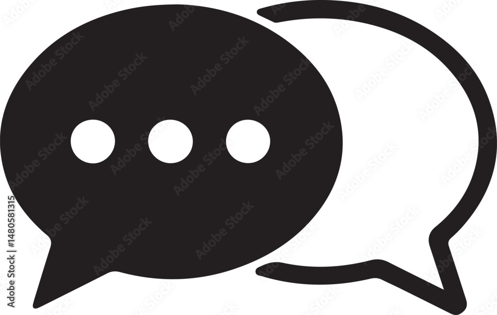Fototapeta premium Chatting or messaging bubbles with dots flat icon apps and websites