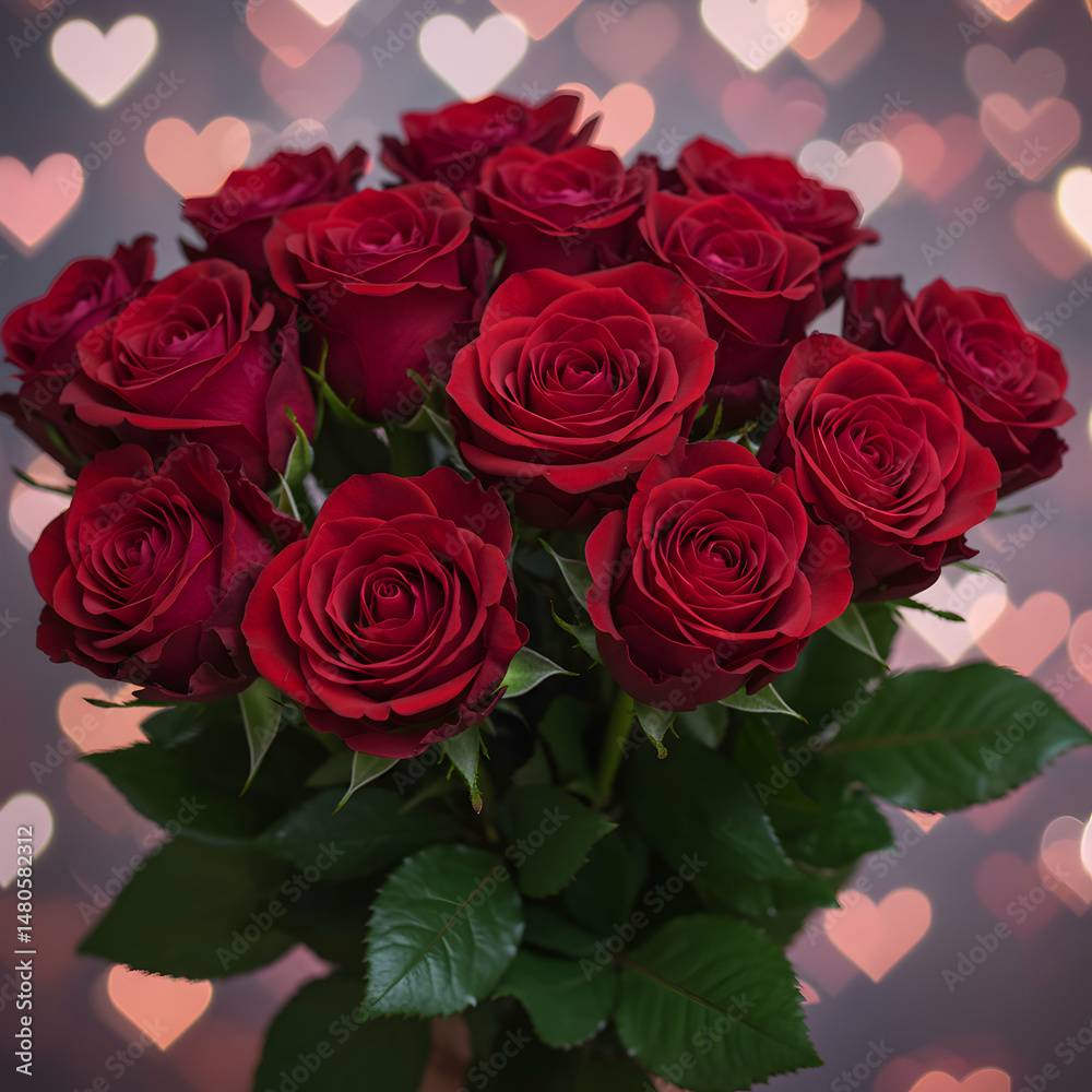 Obraz premium Red Roses Bouquet: Valentine's Day Flowers