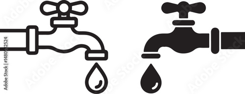 Water tap icon set. Vector illustration