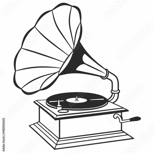 Vintage gramophone illustration a classic vector icon with transparent background