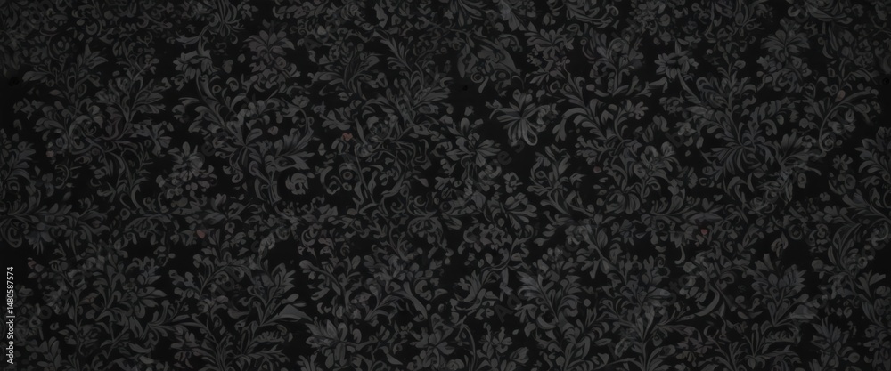 Fototapeta premium Intricate black damask, seamless floral vines , victorian, floral, motif