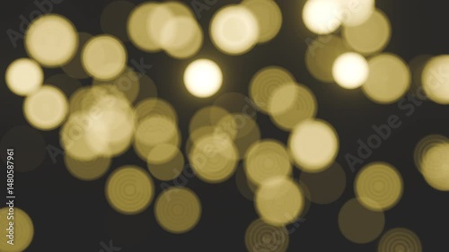 3D render loop video animation of Captivating golden bokeh lights studio photography dark background close-up view abstract art