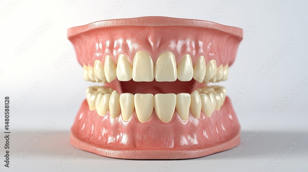 Fototapeta premium High-detail model showing perfect teeth with a wide