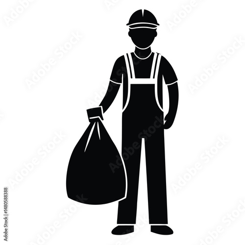 factory worker element isolated raw material bag on white background 