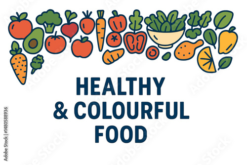 Vector illustration of a healthy and colourful food banner with a top border, labelled as number